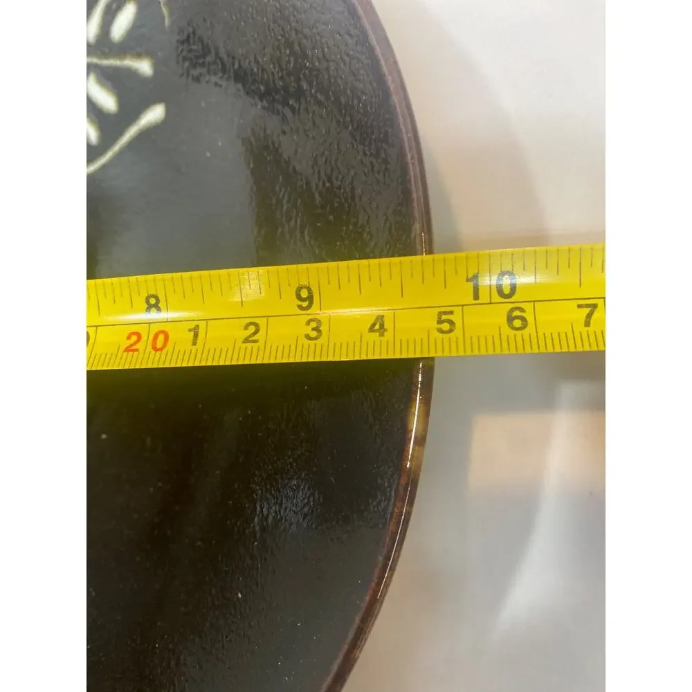 japan persimmon plate brown mid century ceramic stoneware 9.75